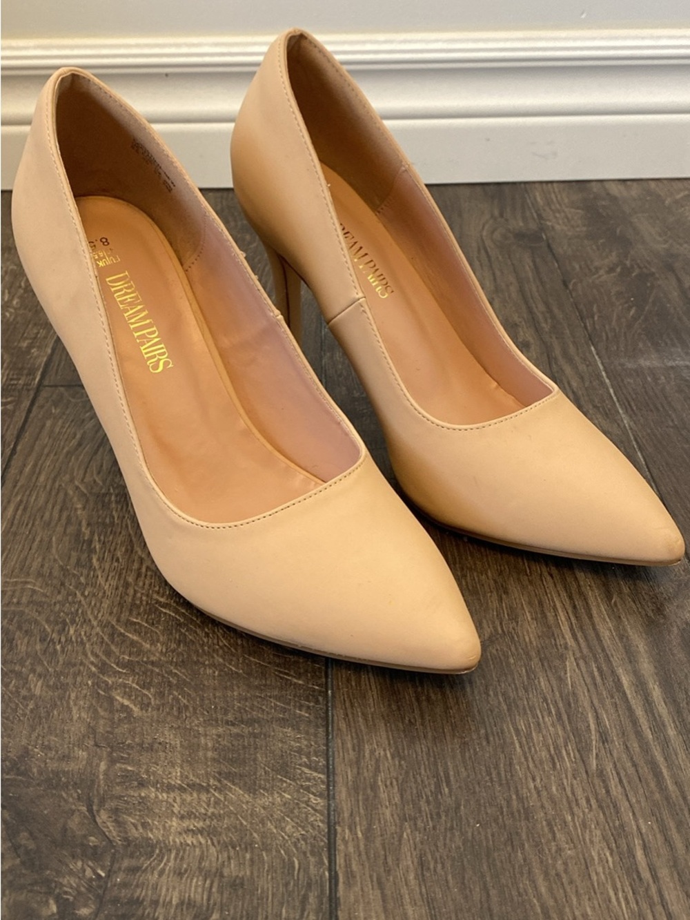Dream Pairs Women's Beige Pointed-Toe Stiletto Heels